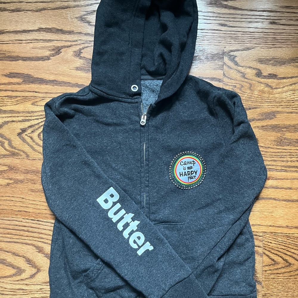 Butter Kids Charcoal Hoodie with Fun Patch